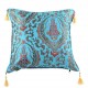 Coussin turquoise oriental Galatia décoré de tulipes ottomanes