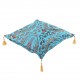 Coussin turquoise oriental Galatia décoré de tulipes ottomanes