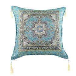 Coussin oriental indien bleu turquoise Lycia