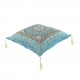 Coussin indien oriental bleu turquoise Lycia