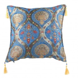 Coussin chambre oriental bleu Cilicia, déco fleurie