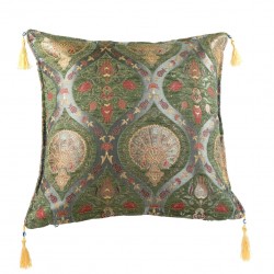 Coussin vert Cilicia décor oriental brillant