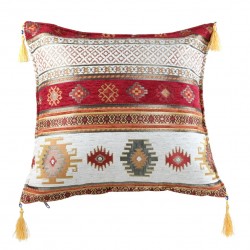 Coussin turc Bythinia rouge et ivoire