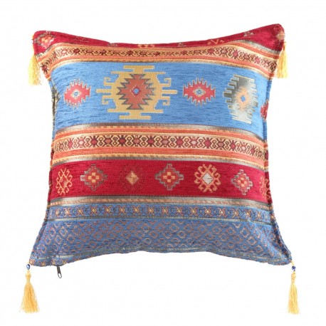 Coussin oriental turc bleu et rouge Bythinia, décoration exotique