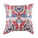 Coussin déco bohème Ulama par KaravaneSerail (motifs ottomans rouge, blanc, bleu)