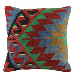 Coussin kilim vert et rouge par KaravaneSerail