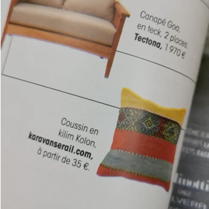 Coussin kilim par KaravaneSerail dans Le Figaro Madame