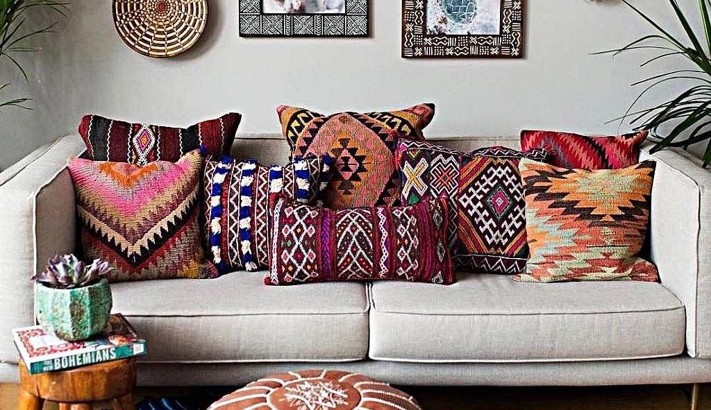 Coussin Kilim et décoration bohème chic